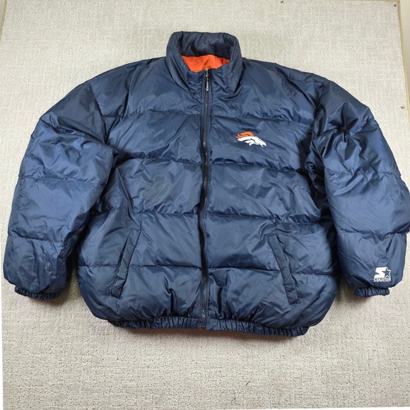 STARTER Other - Starter Denver Broncos Puffer Jacket Mens XL Navy Blue Down Fill Ripstop NFL